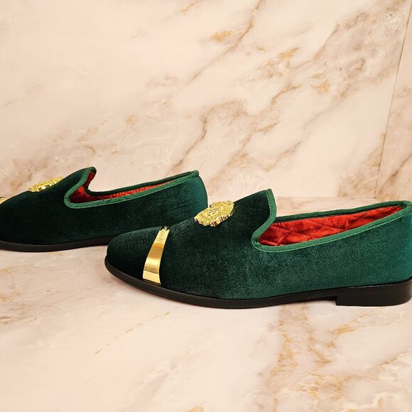 ELANROMAN Men’s Green Velvet Loafers, size 12 (EU 46) - Picture 3 of 10